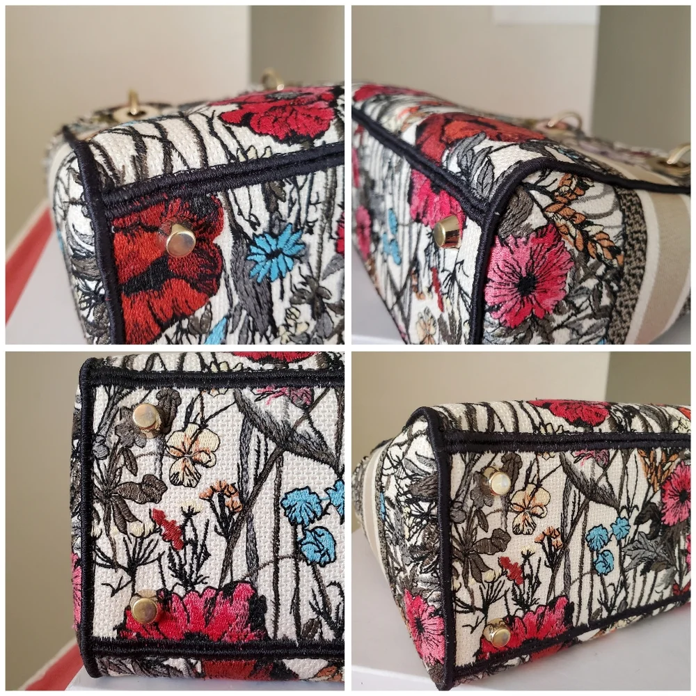 Lady Dior D lite flower latte embroidered medium bag - Picture 9 of 9